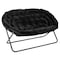 Flash Furniture Eleanor 56-in Folding Double Saucer Chair w/2 Folding Ottomans Black Faux Fur w/a Black Steel Frame FV-FDS-001-2FR-BK-BK-GG - alternate 8